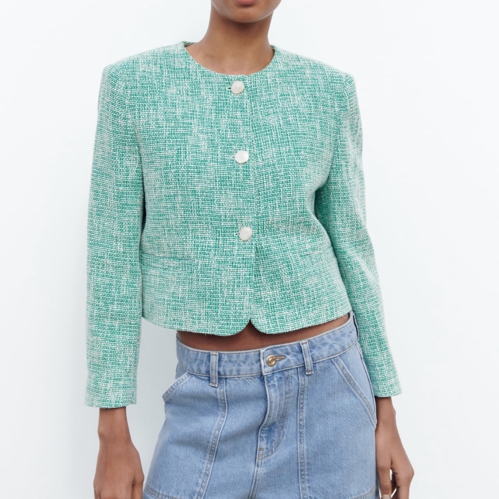 Zara limited edition textured short blazer